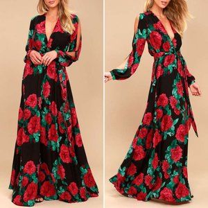 Brissa Black Floral Affair Dress - L